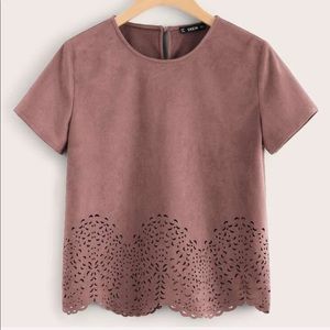 SHEIN scallop hem laser cut-out top
